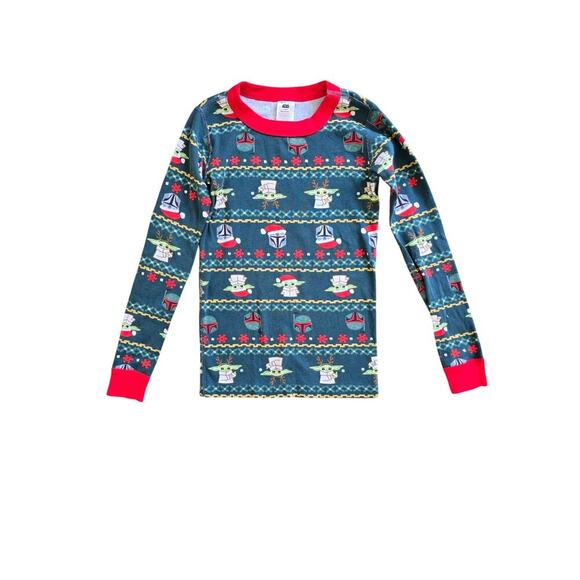 Hanna Andersson Star Wars Mandalorian Trek Teal Long John Organic Pajama Size 8 - Picture 2 of 7